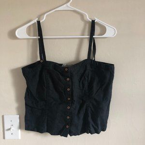 Everlane Black Button Front Linen Tank